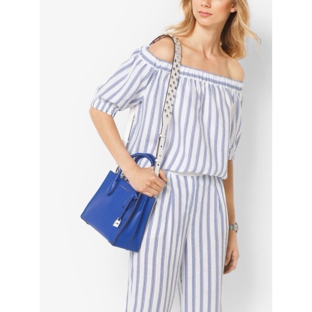 Michael Kors Striped Off-the-Shoulder Blouse